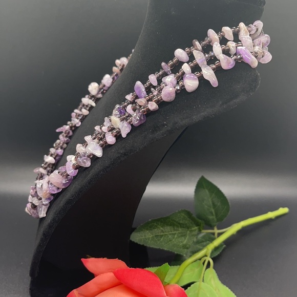 Natural Amethyst Necklace Earring and Bracelet set - Picture 3 of 13